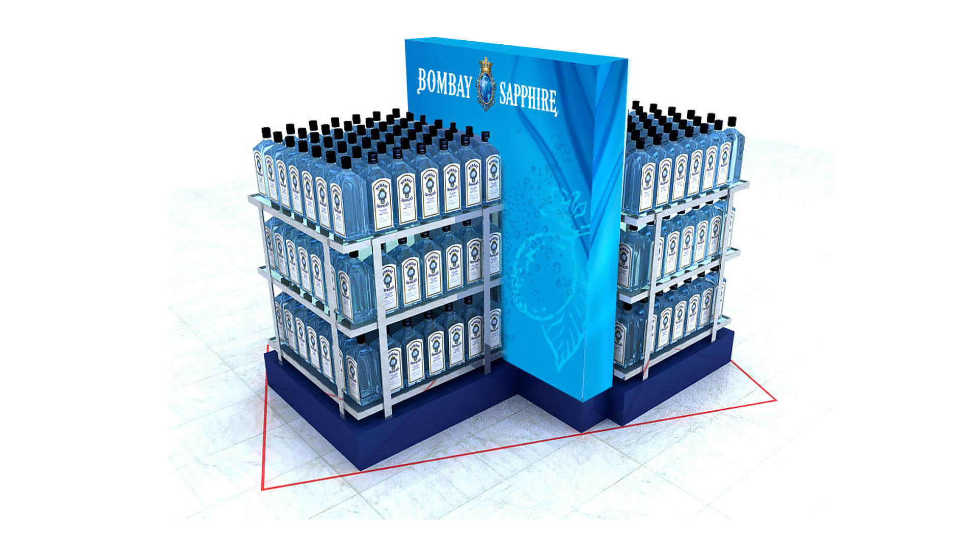Bombay Sapphire Collins Spirits industry duty-free alcohol merchandising concepts 