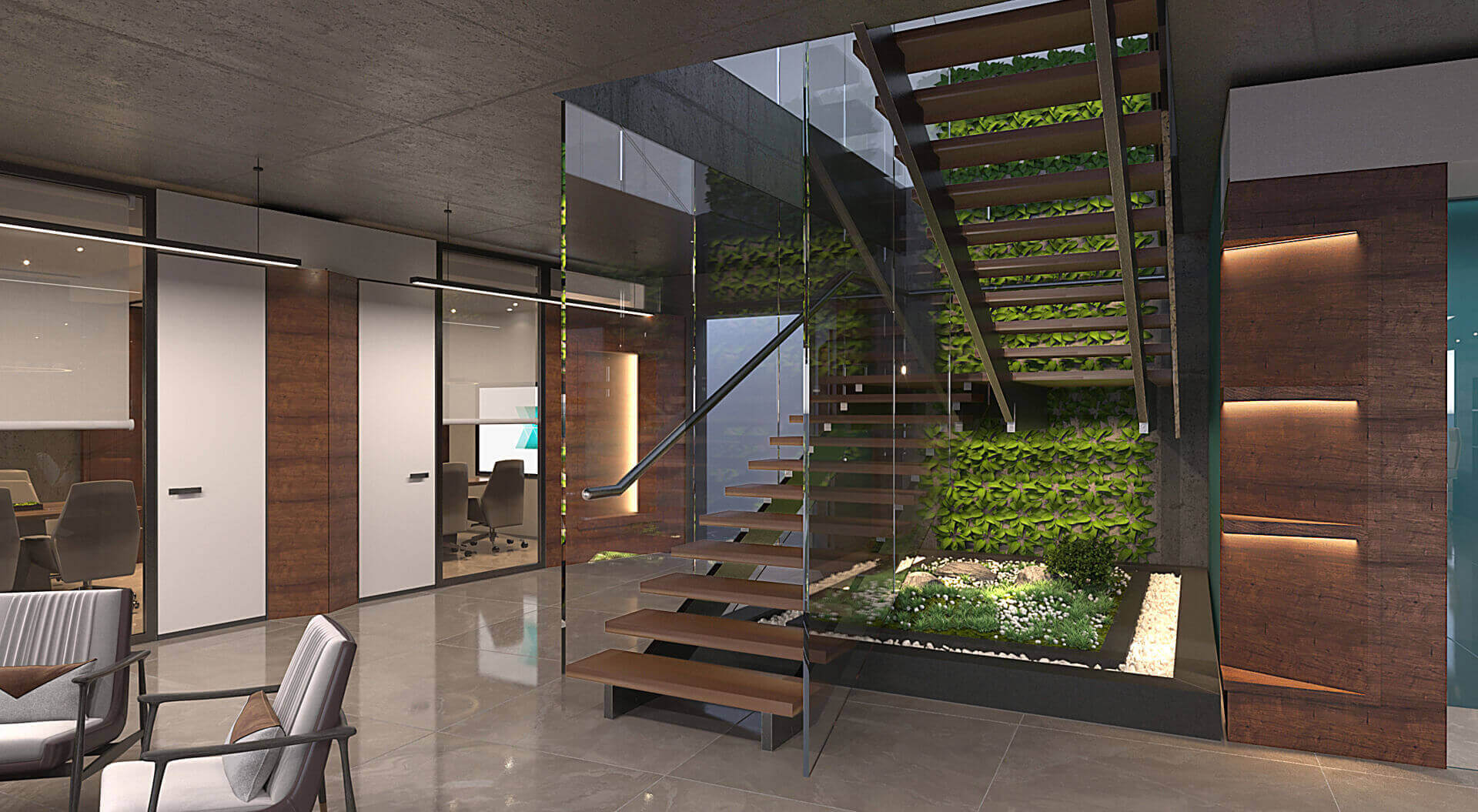 Retail Branding, Bank Interior Design staircase