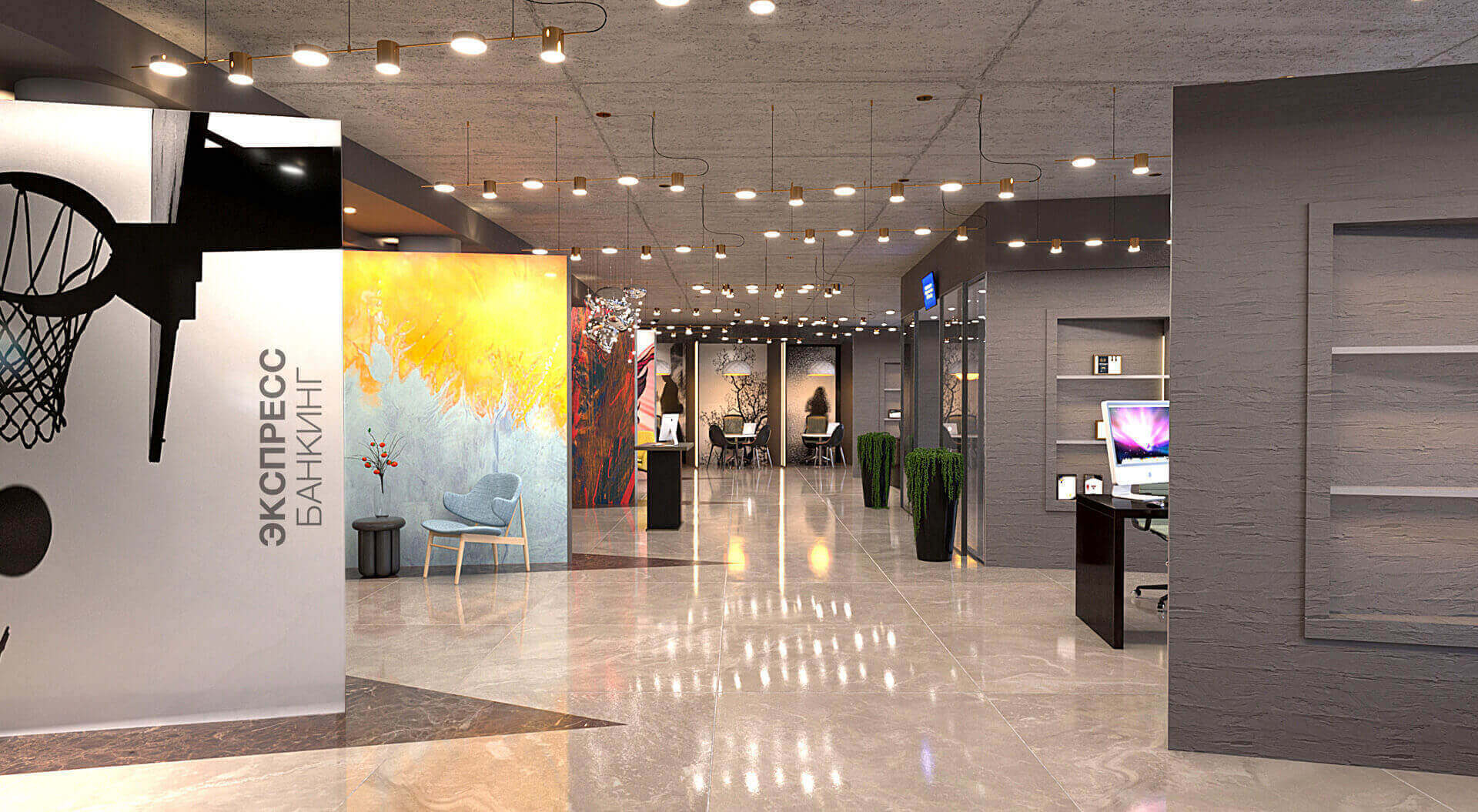Zenit Bank Russia, Express Banking Wall Graphic, Retail Branding, Interior Design - CampbellRigg Agency
