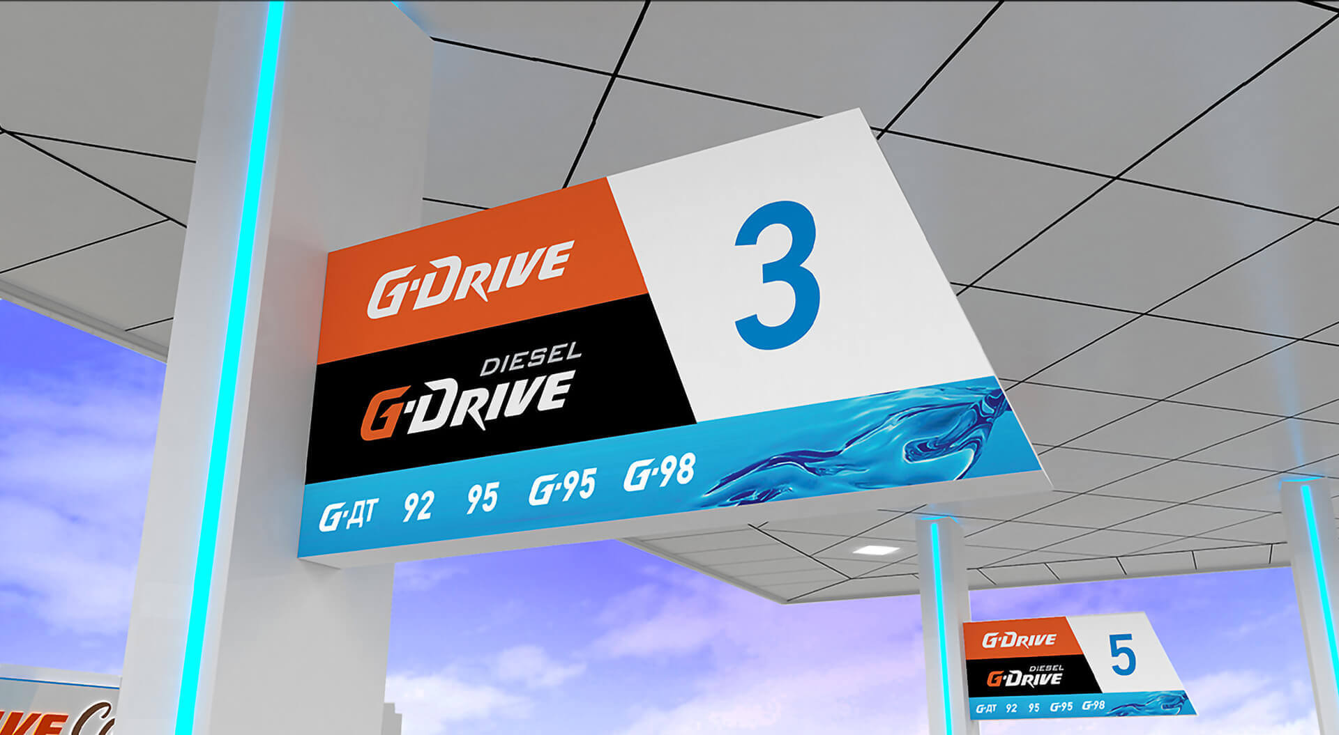 Gazprom Petrol Forecourt Benchmark, Creative Branding, Innovative Graphic Navigation, St Petersburg Russia - CampbellRigg Agency
