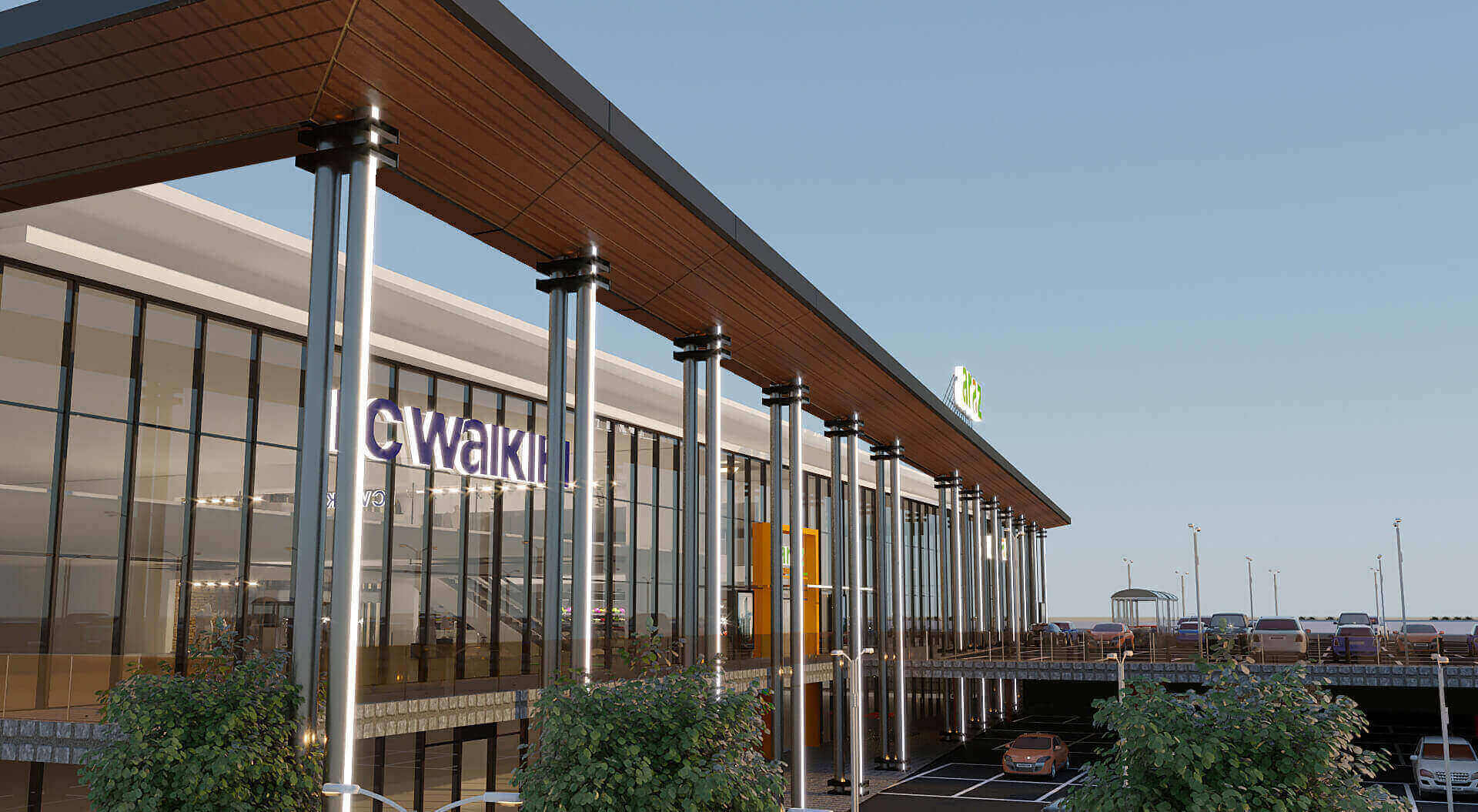Araz Shopping Centre Design, External Visual of the Entrance to the Three Floor Mall - CampbellRigg Agency