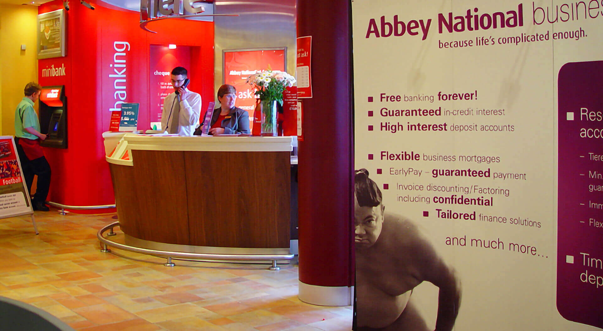 Abbey supermarket mini bank branch rebrand and interior design Abbey supermarket mini bank branch rebrand and interior design. Reception and mini-bank ATM self-service