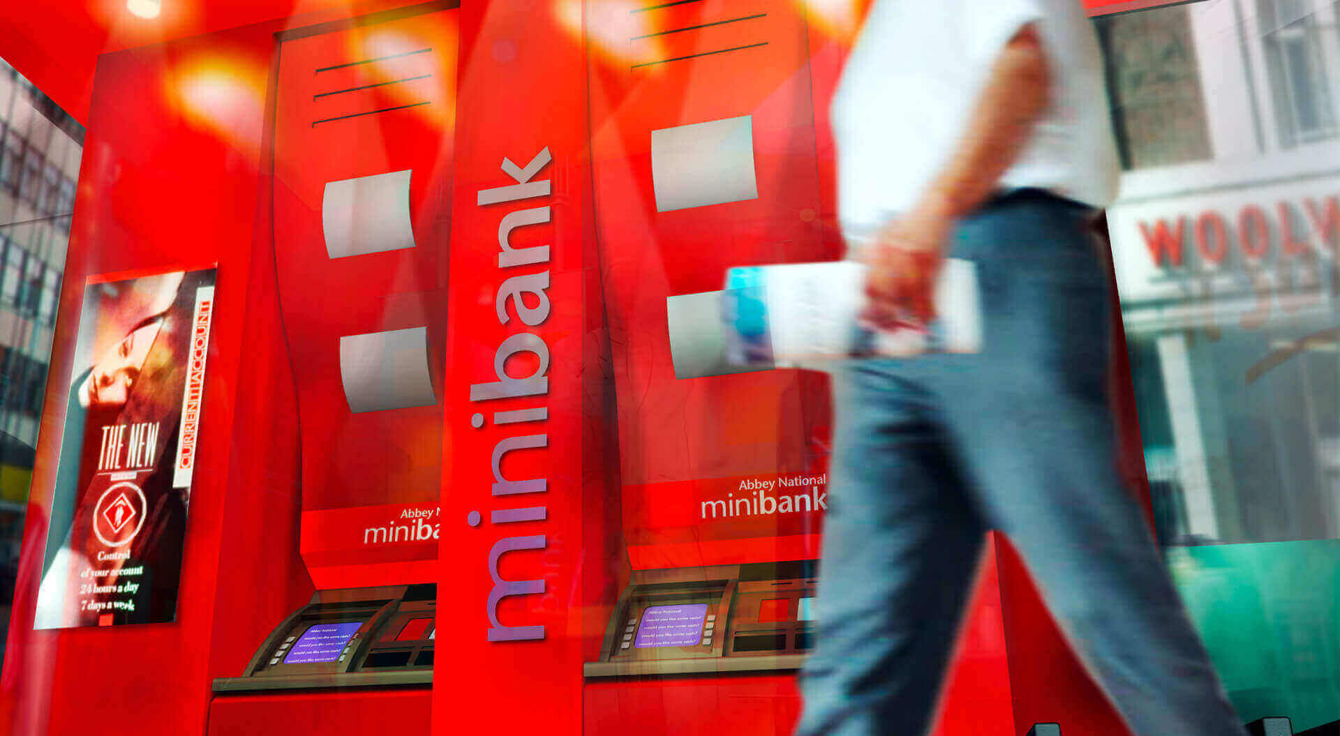 New mini bank branch rebrand interior design Abbey bank Abbey Bank ATM wall visual. New mini bank branch rebrand interior design.