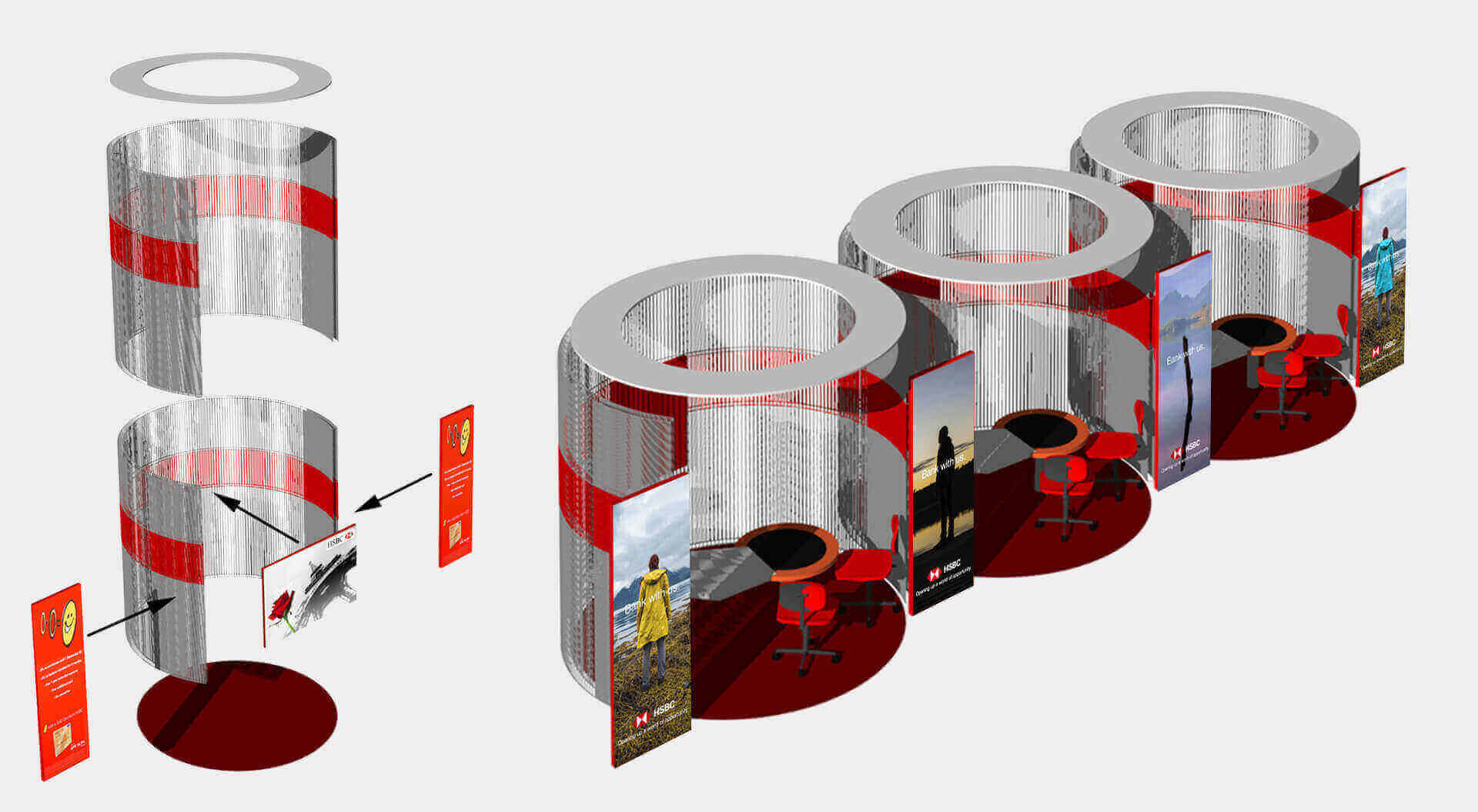 HSBC Bank Retail Interior Concept Visual - Design of consultation pods.