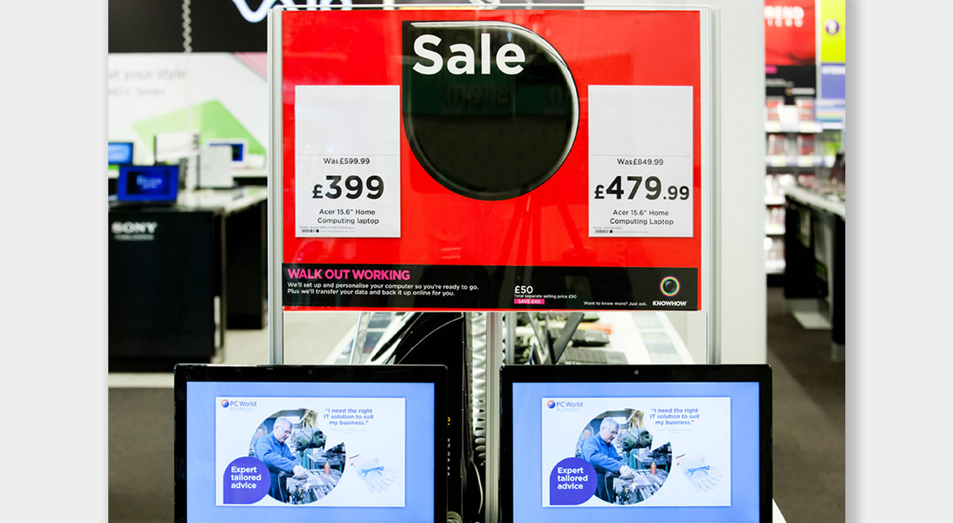 Currys PC World electronics technology stores point of sale online and instore promotions Currys PC World Stores rebrand, interior design and communications POSM pricing