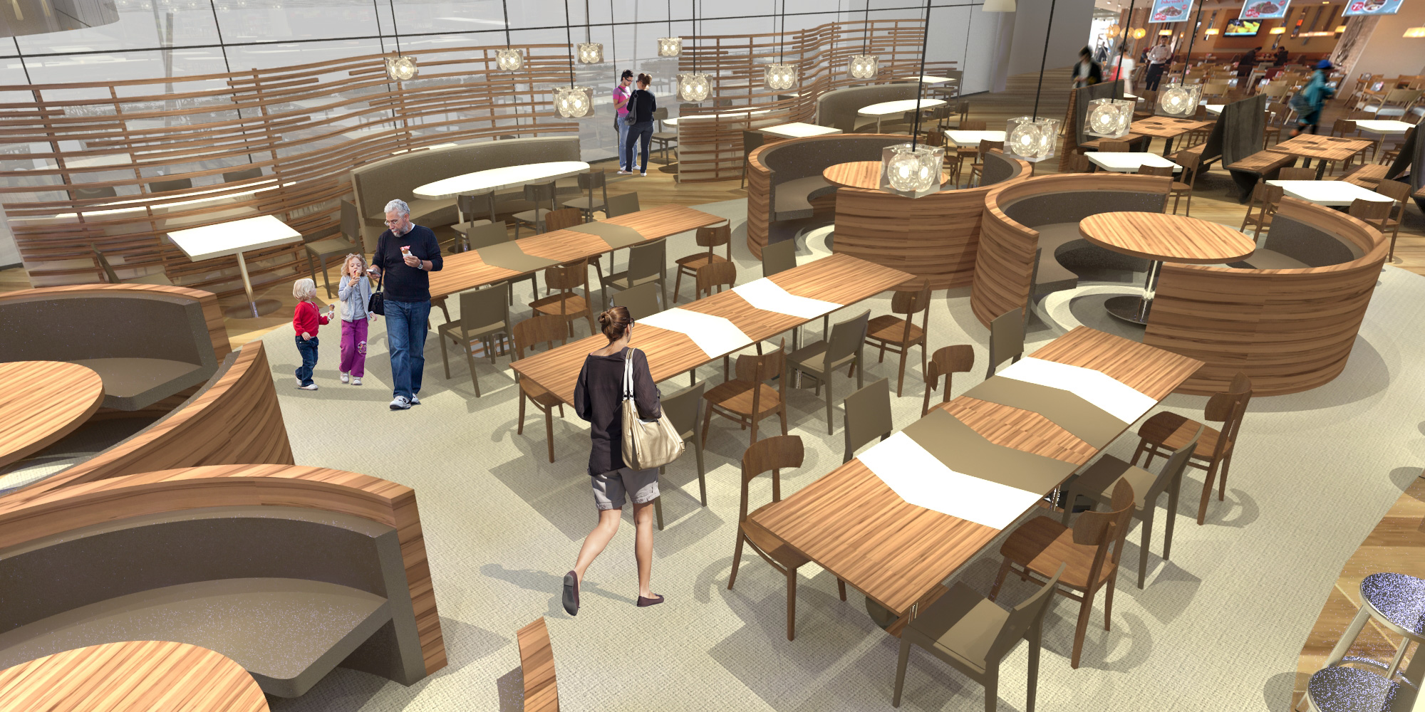 Forum Istanbul Turkey shopping mall existing interior design Forum Istanbul Shopping Mall open-plan seating area in food court interior design