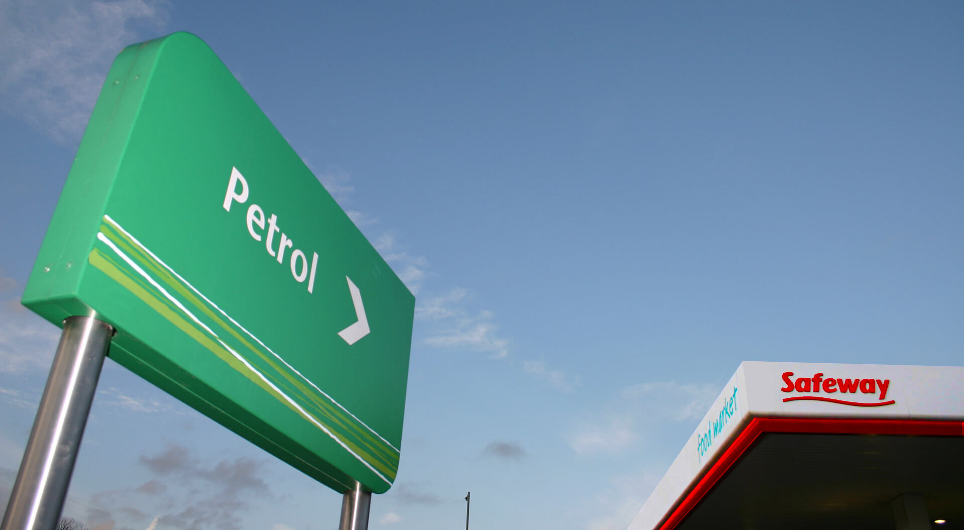Safeway petrol forecourt canopy branding