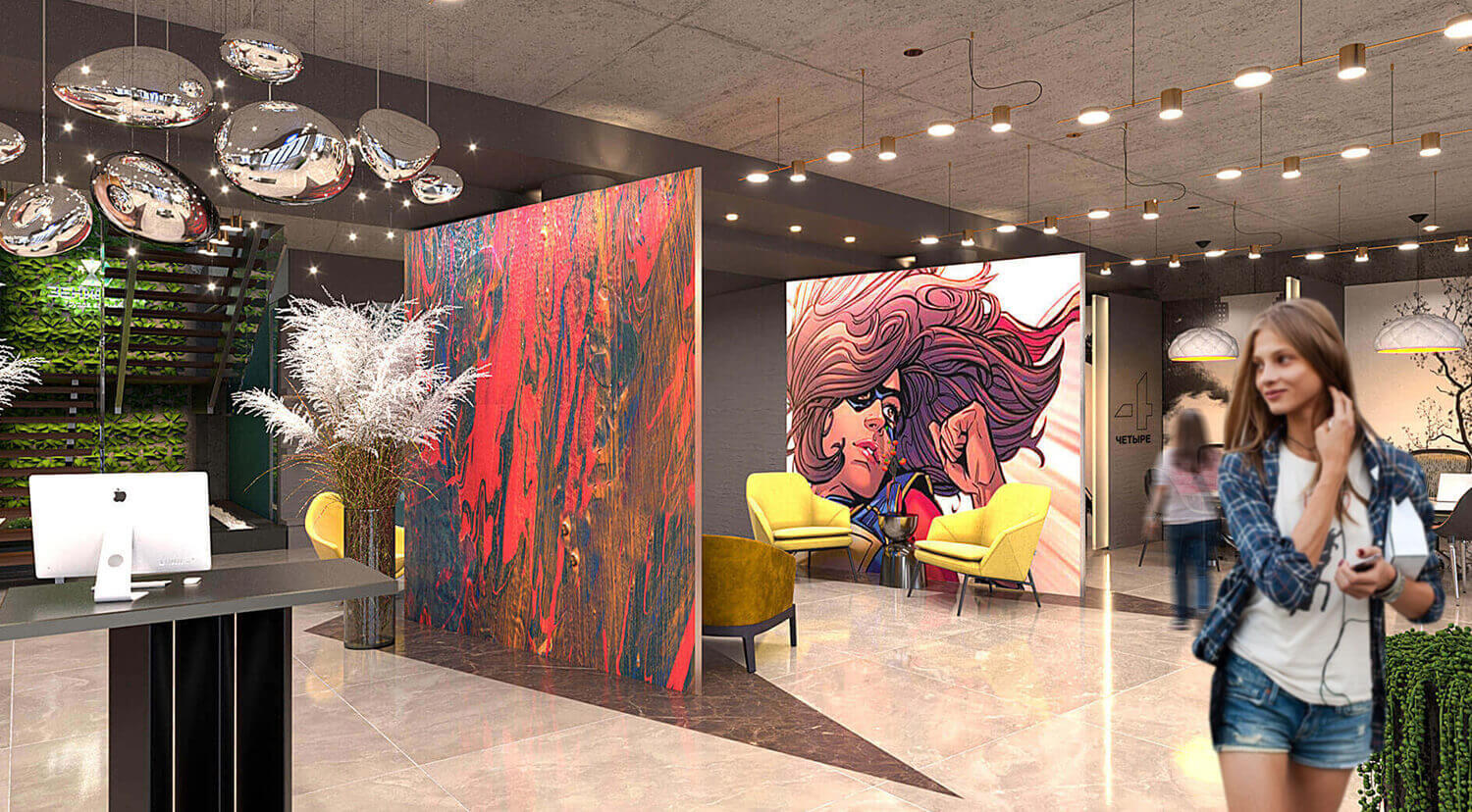 Zenit Bank Russia, Reception Point, Waiting Area, Super Graphics Wall Dividers - Campbell Rigg Agency