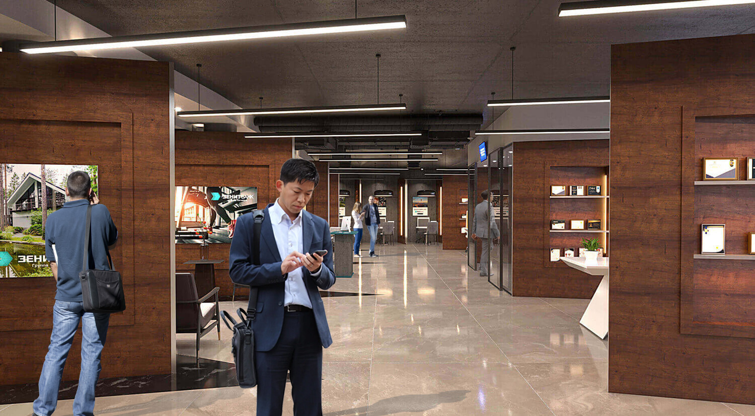Zenit Bank Russia, banking hall interior design - Campbell Rigg Agency