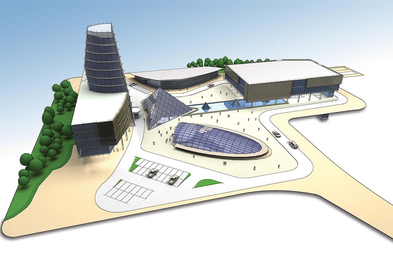 Shopping mall architecture, branding, format planning, interior design, way-finding restaurants, fashion stores, leisure and entertainment facilities -  Port City Ukraine