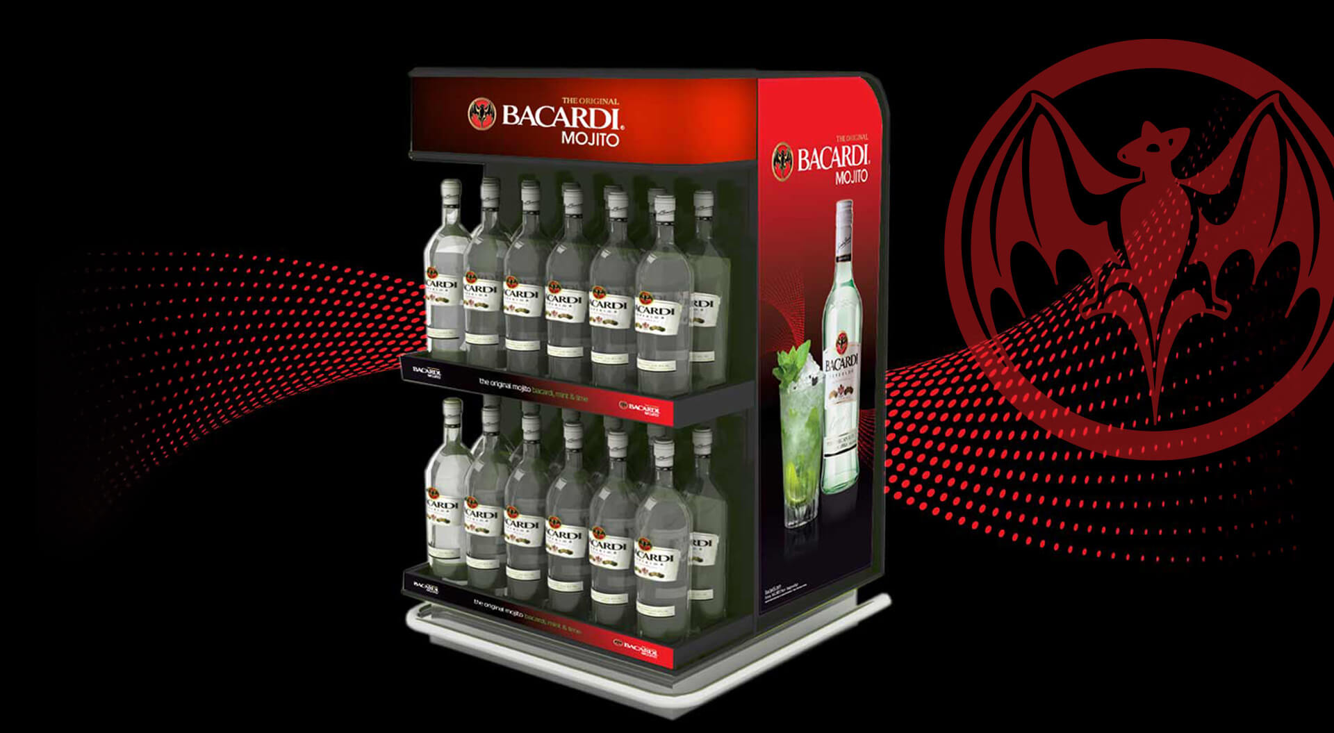 Bacardi Mojito Global Travel Retail, brand activation store entrance design at Charles de Gualle Airport Bacardi Mojito Global Travel Retail, brand activation store entrance design at Charles de Gualle Airport