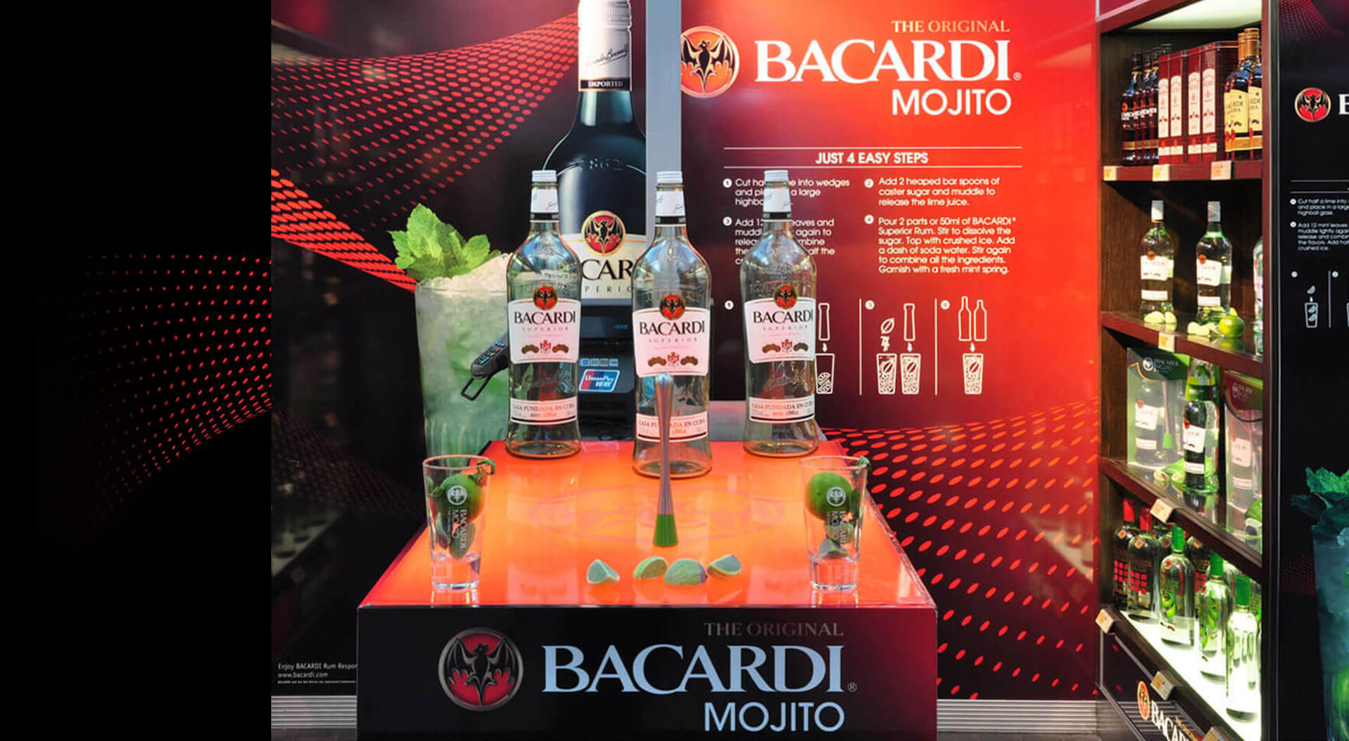 Bacardi Mojito Global Travel Retail, brand activation store interior design and branding at Charles de Gualle Airport Bacardi Mojito Global Travel Retail, brand activation store interior design and branding at Charles de Gualle Airport