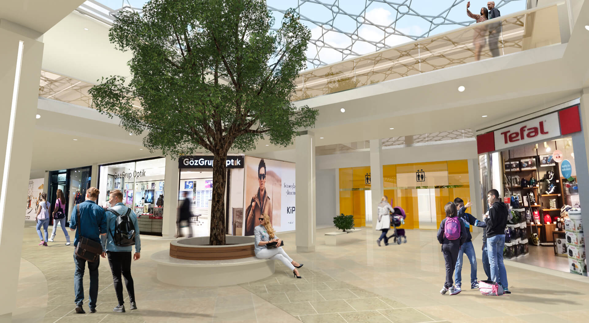 Icerenkoy shopping mall Istanbul architecture, interior design escalator circulation and geodesic glazed roof design Icerenkoy shopping mall Istanbul architecture, interior design escalator circulation and geodesic glazed roof design