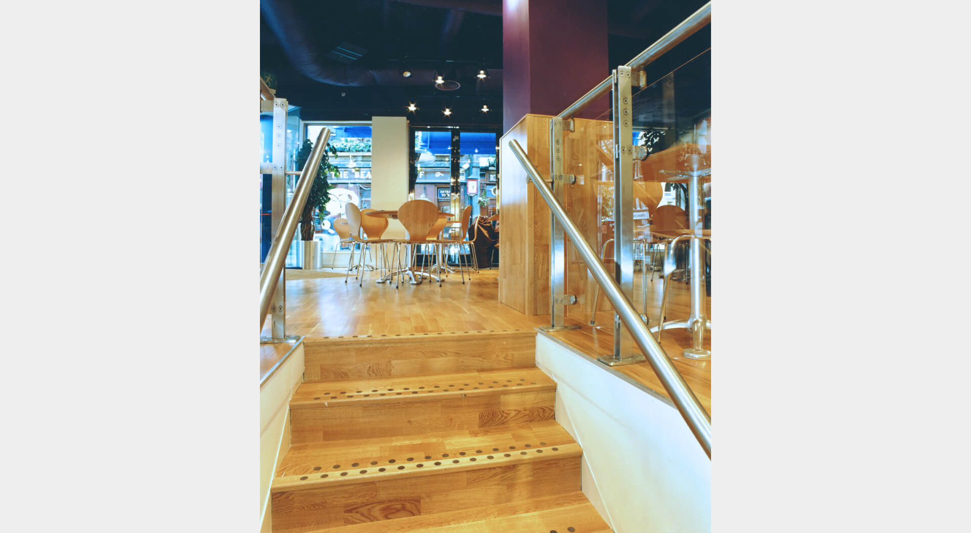 Caffe Piazza restaurant interior design Caffe Piazza restaurant bespoke staircase design