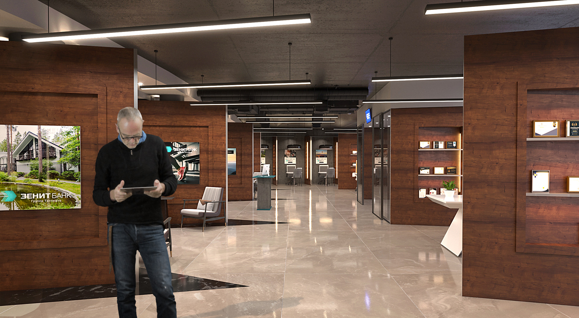 Zenit Bank Russia, traditional interior banking hall