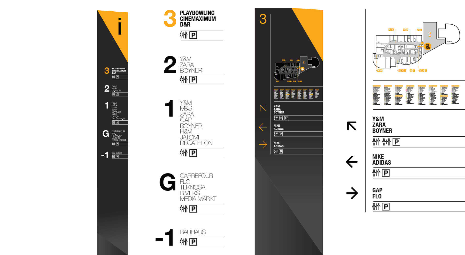Shopping Mall navigation system for Marmara Forum, Istanbul Turkey