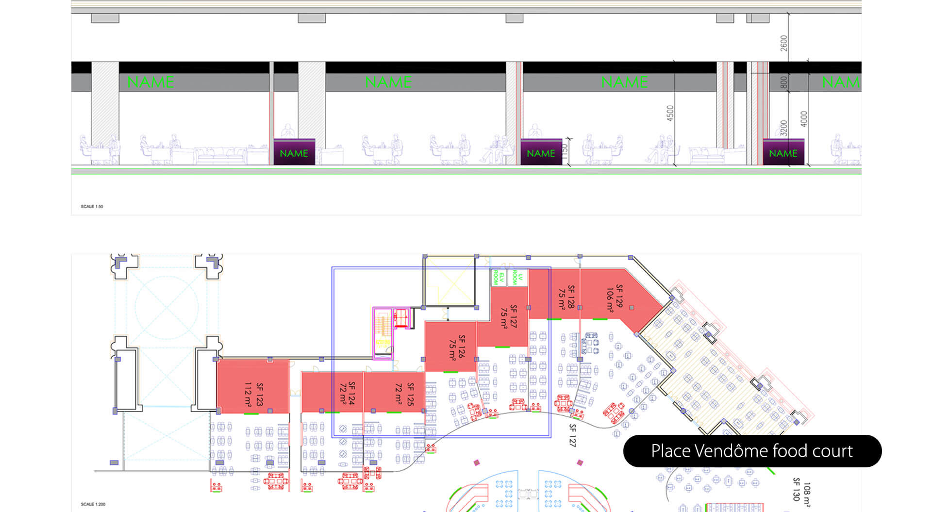 Place Vendôme Mall food court planning - Qatar