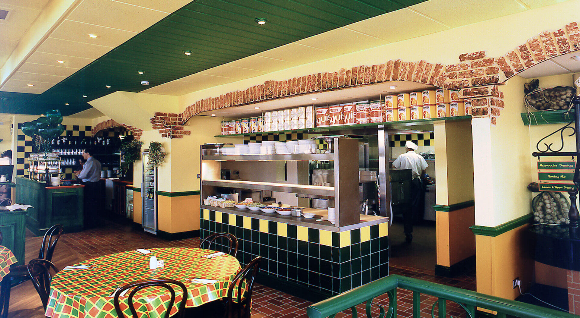 Pizzaland interior design restaurant retail chain.