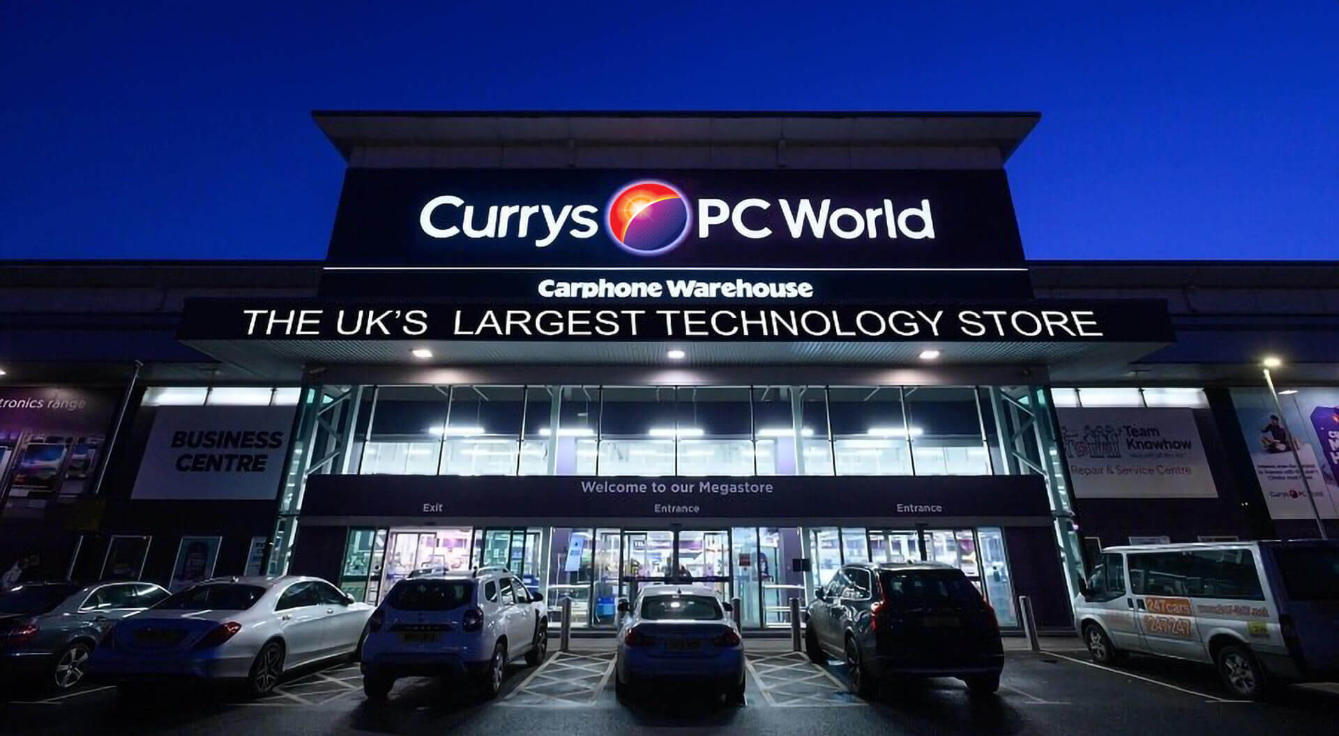 Currys PC World Out-of-Town Store Branding, the UK’s largest technology retail store chain