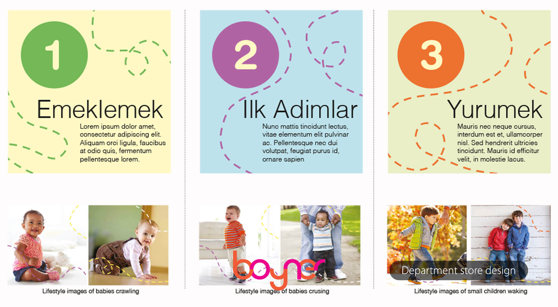 Boyner department store Istanbul - Children’s shoe department and unique graphic solutions