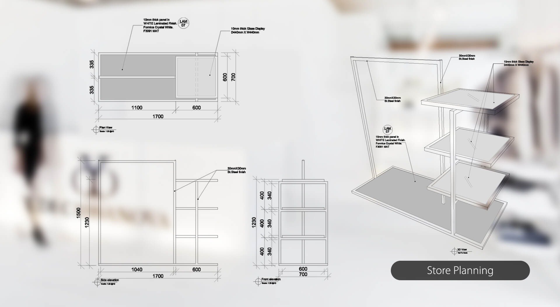 Tom Taylor CAD drawings – merchandising system detail