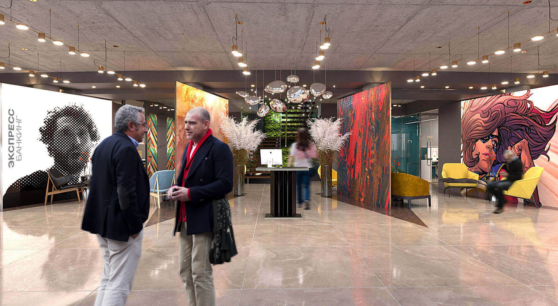Zenit Bank Russia, Contemporary Entrance Area Reception Point Banking Hall