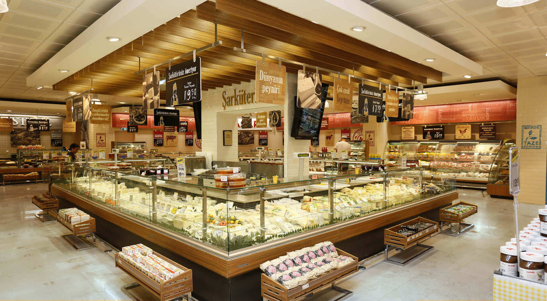 Migros Supermarket Ortaköy Delicatessen and Cheese merchandising display
