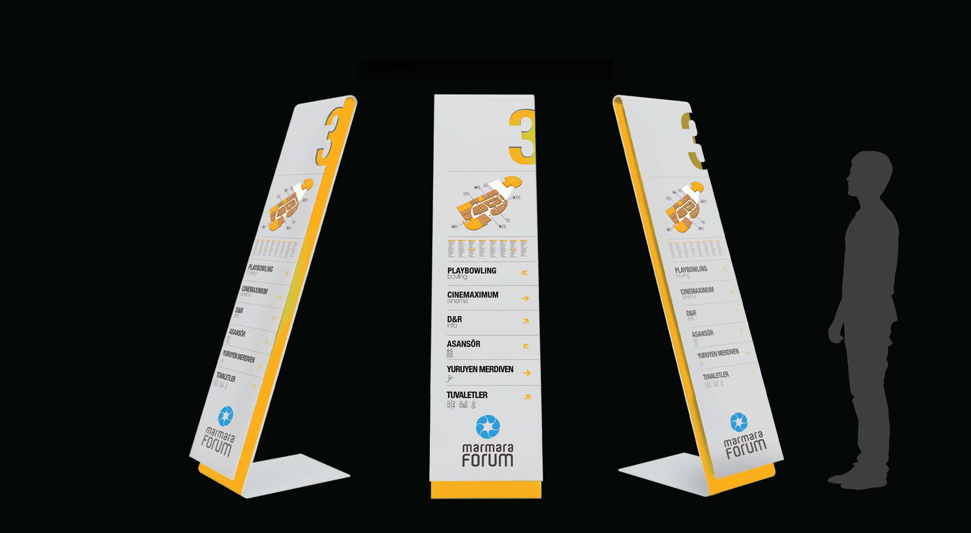 Marmara Forum Mall totems and internal wayfinding signage system