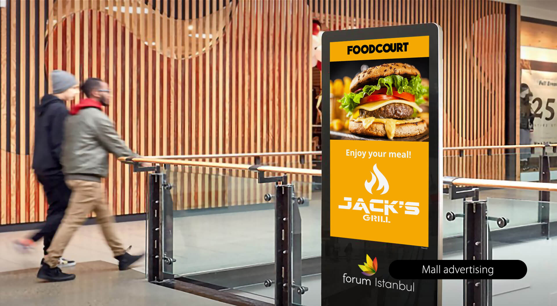 Shopping Mall food court advertising - Jack’s Grill and Forum Istanbul branding