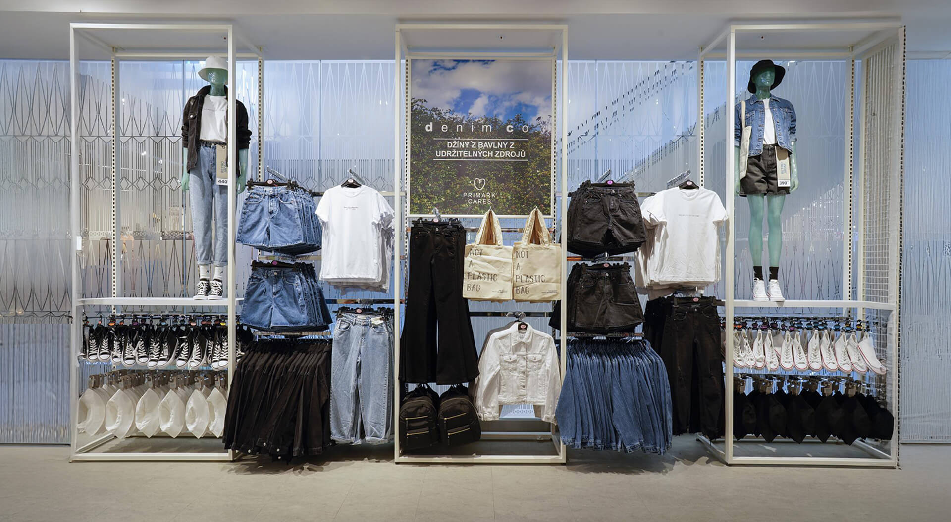 Primark store design and visual merchandising display denim jeans department design concept