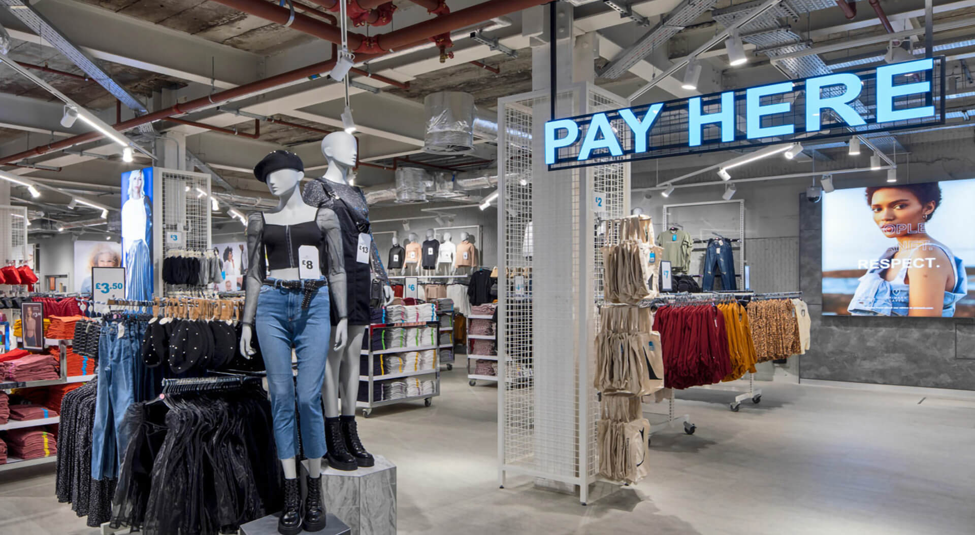 Primark pay here cash point interior design and signage