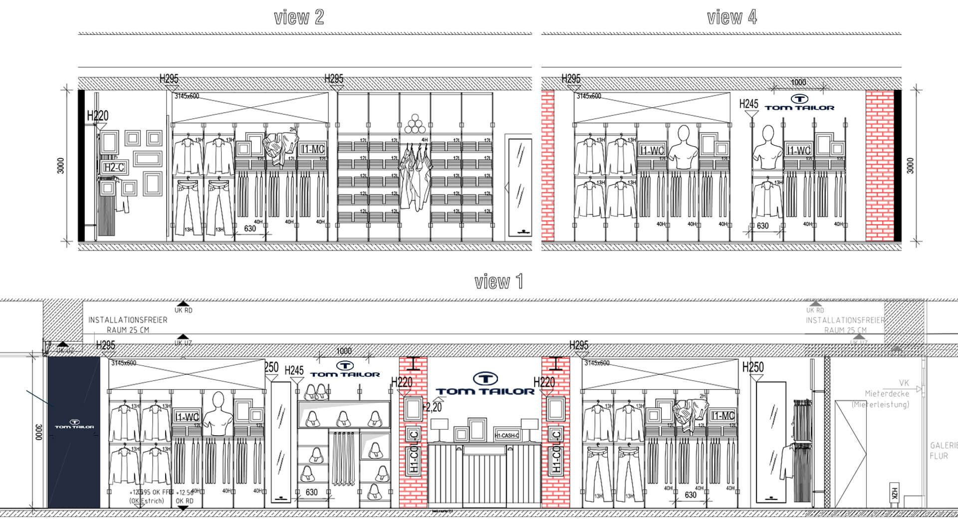 Tom Tailor CAD drawings – merchandising concept design