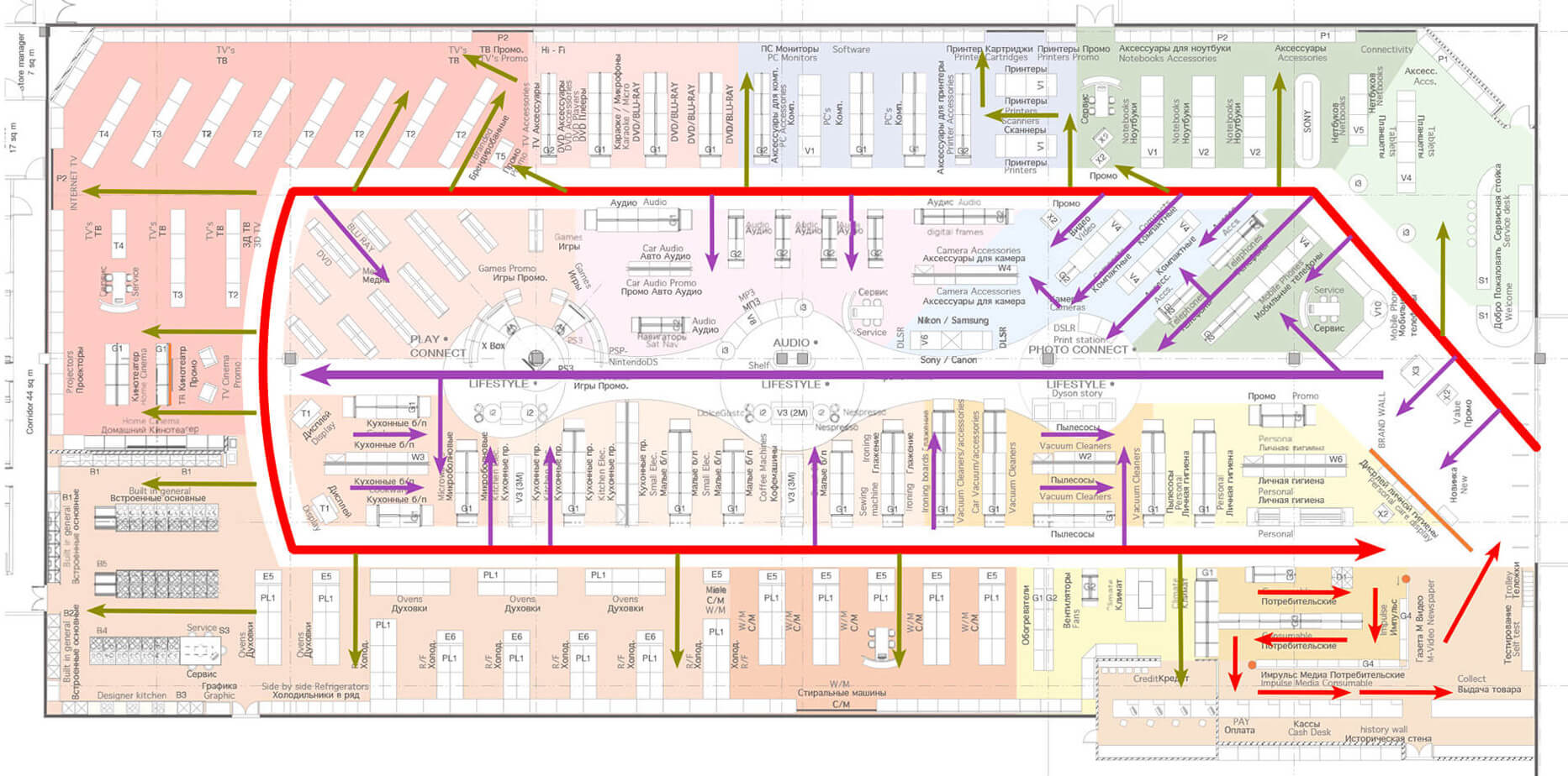 M.Video Tech Store CAD Zone Planning and Circulation