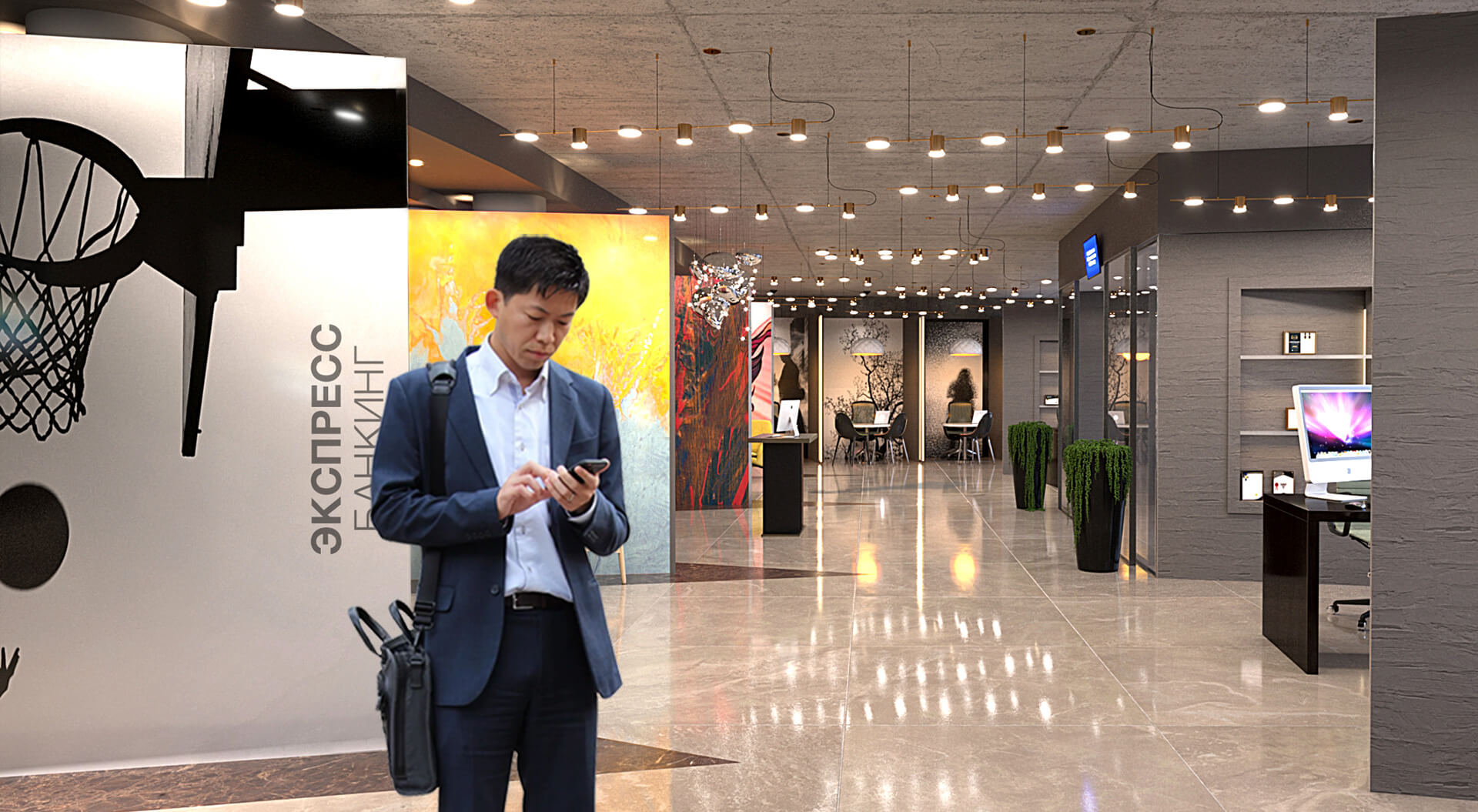 Zenit Bank banking lobby zone design