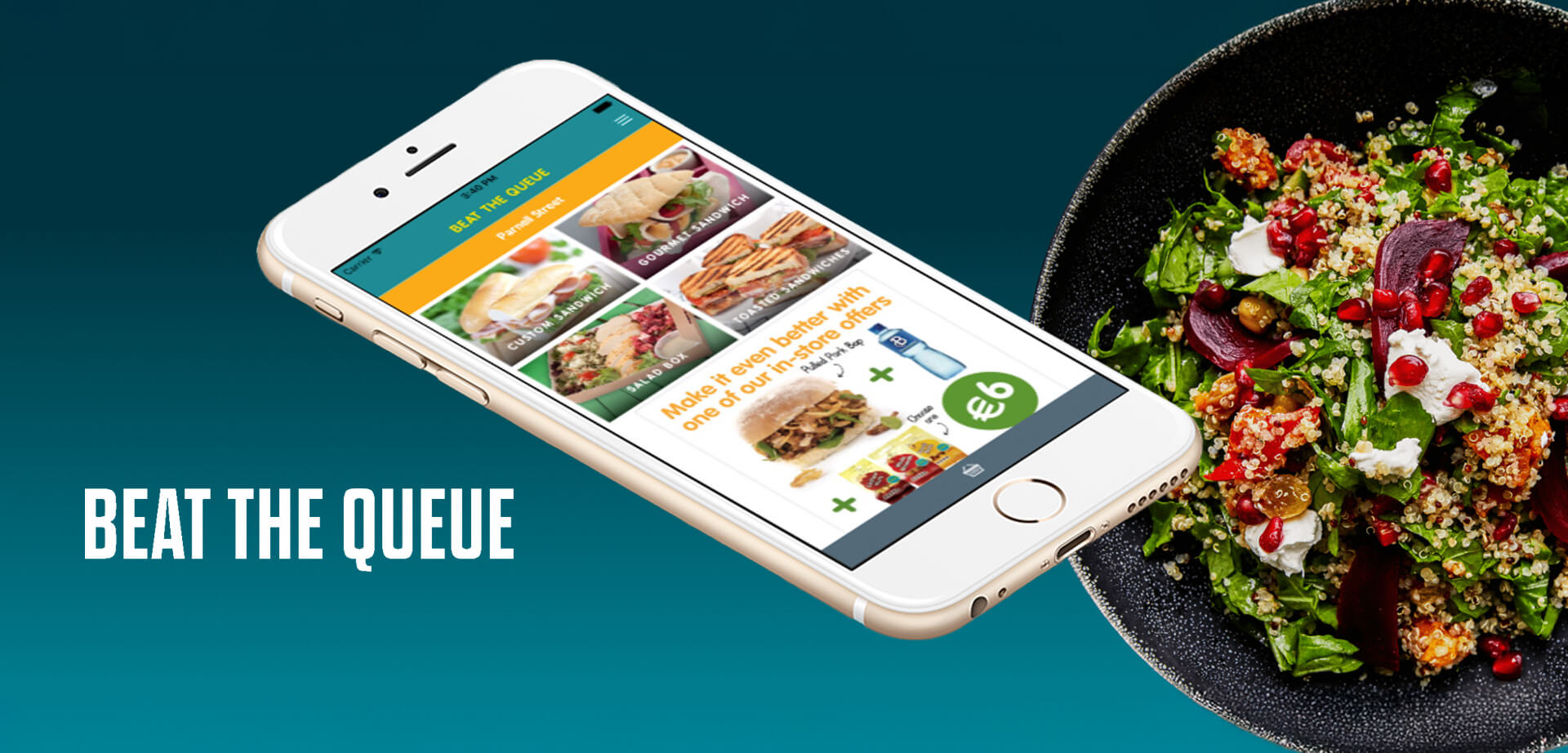 "Beat the Queue" mobile application from the convenience store chain, Centra. This app allows customers to pre-order food for quick collection in-store, avoiding wait times.