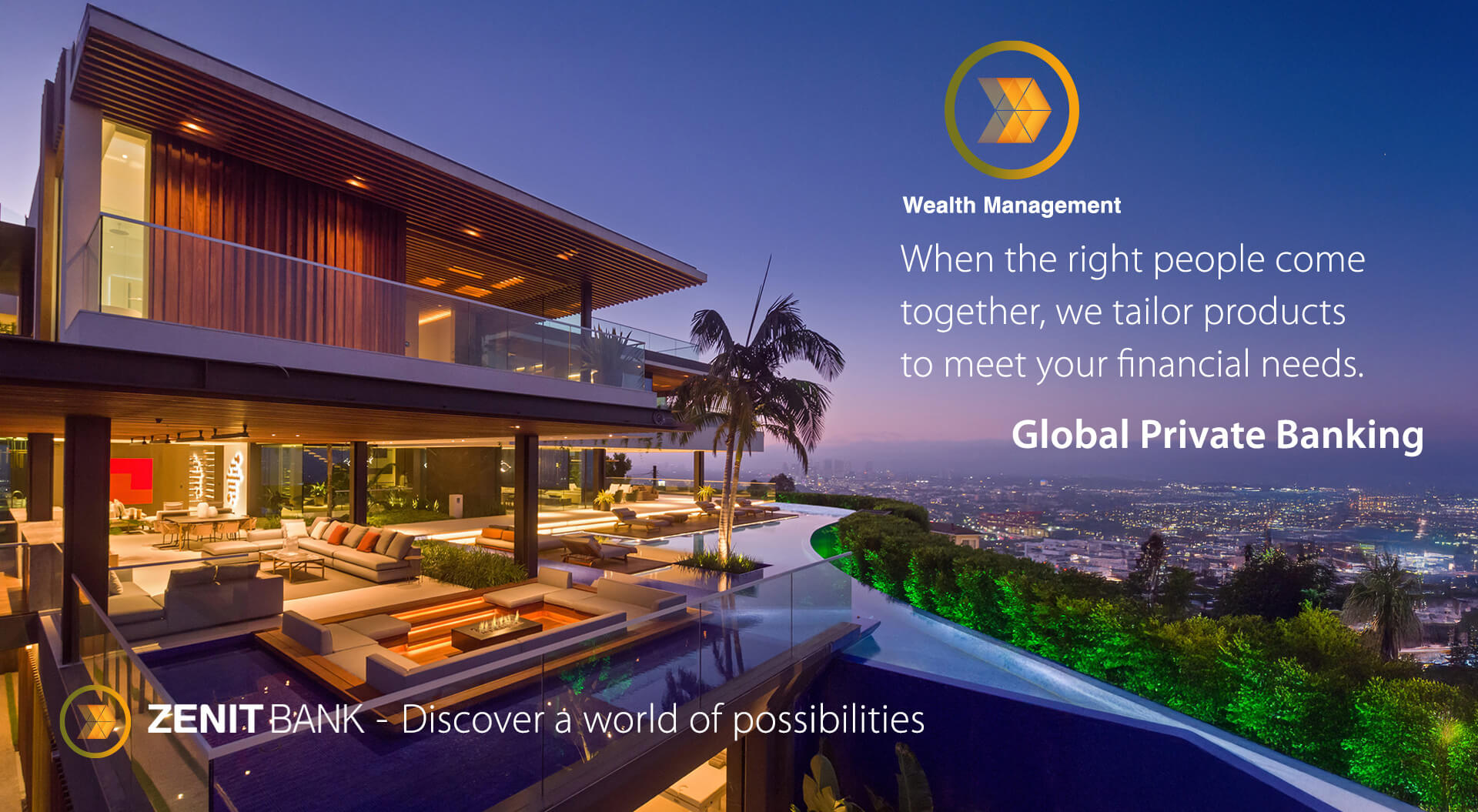Zenit Bank Wealth Management - A view of a luxury home in Los Angeles.