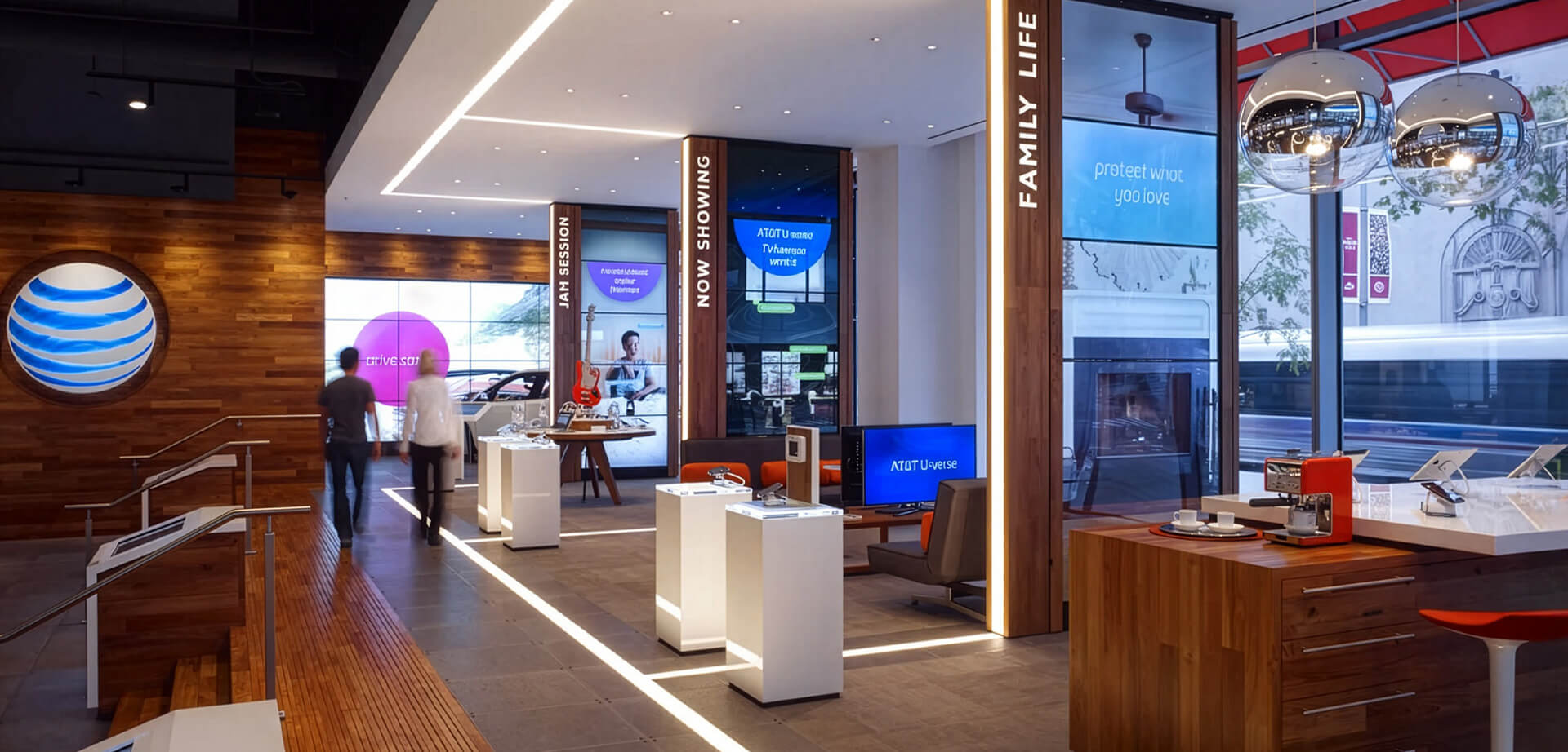 AT&T flagship store on Michigan Avenue in Chicago. The store was designed to be an interactive, customer-centered retail destination showcasing the company's products and services.