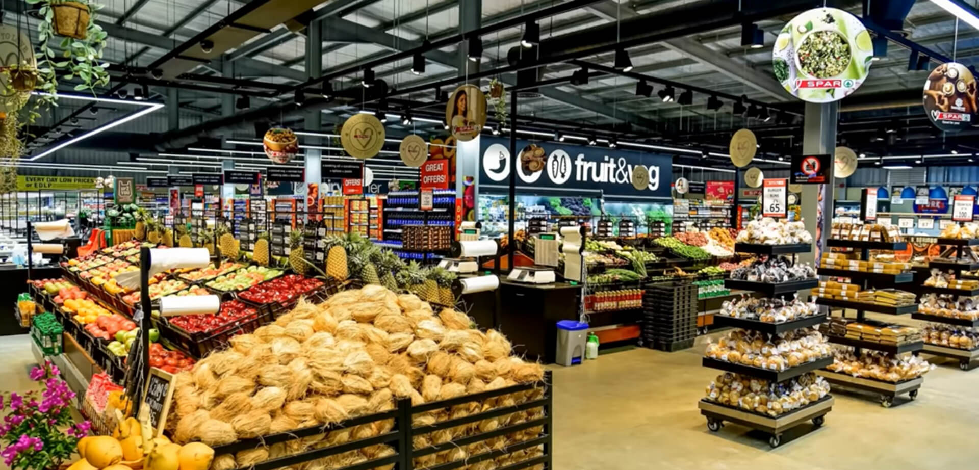 The interior design of SPAR supermarket in Colombo, Sri Lanka