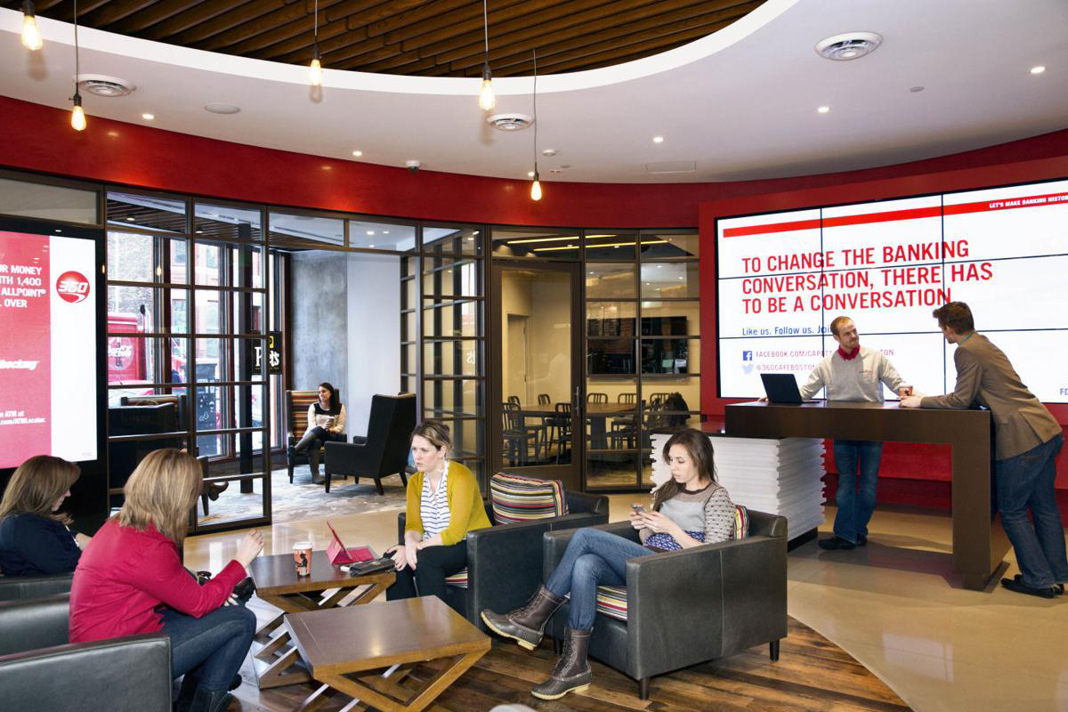 Capital One optimization of new experiential bank branch rebrand interior design and innovation lifestyle concepts Capital One optimization of new experiential bank branch rebrand interior design and innovation lifestyle concepts