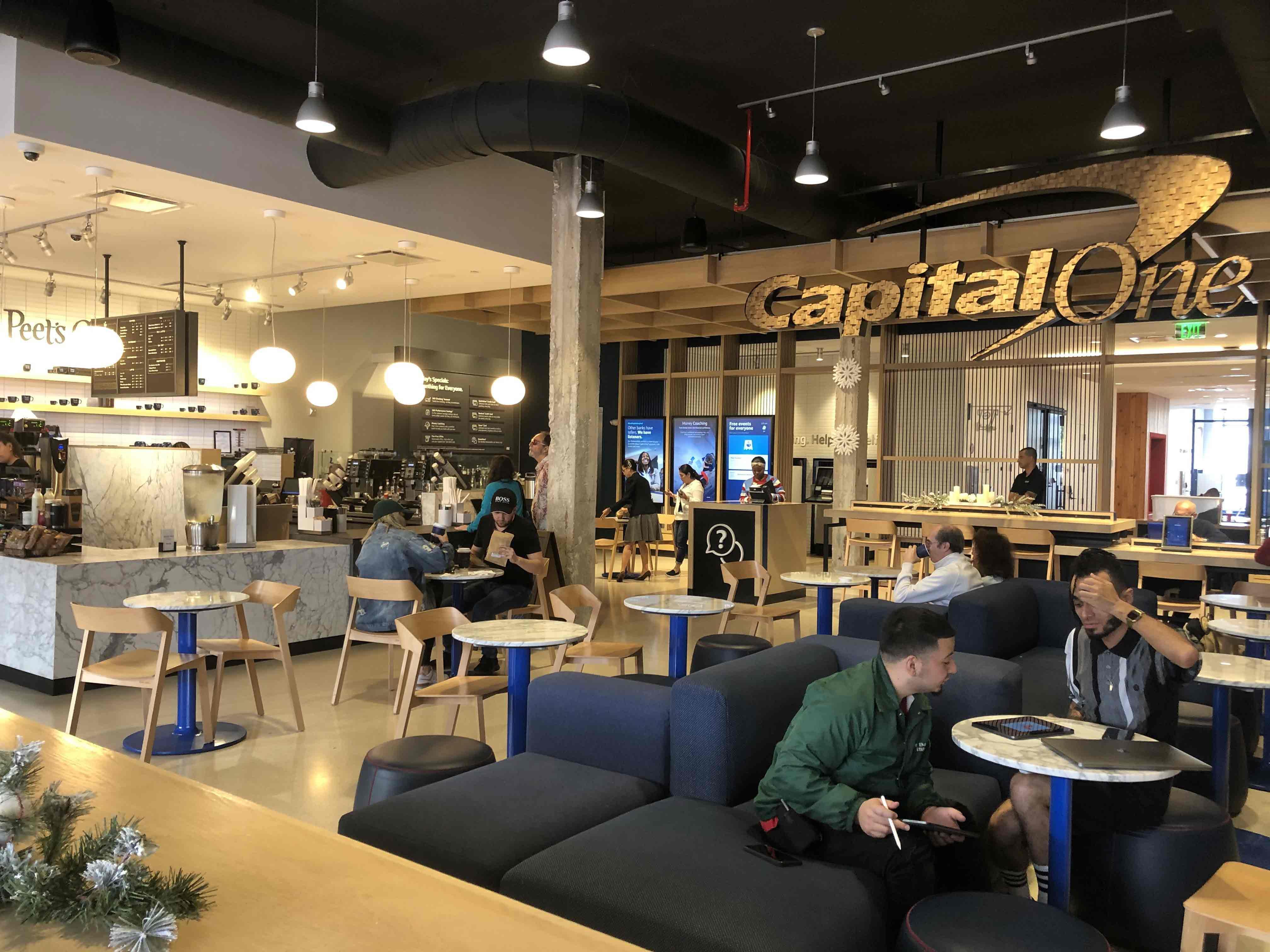 Capital One new experiential strategy bank branch rebrand interior design and innovation lifestyle concepts Capital One new experiential strategy bank branch rebrand interior design and innovation lifestyle concepts