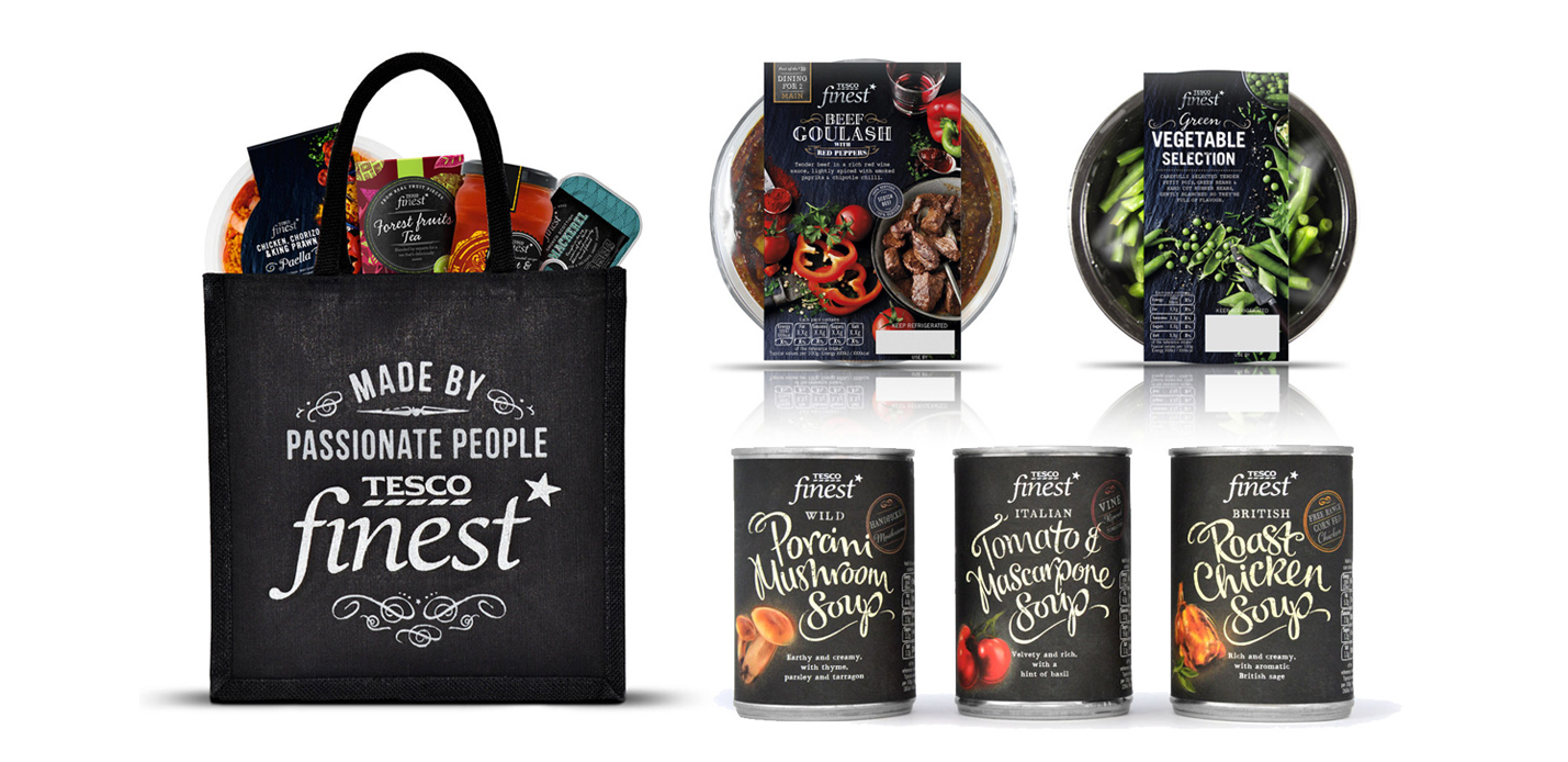 Tesco Finest own label packaging Tesco Finest own label packaging