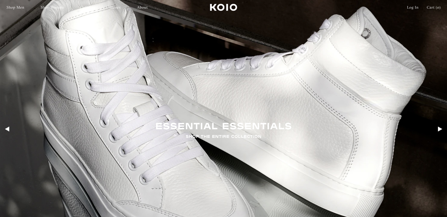 Koio direct-to-consumer pure-play shoe brand marketing design Koio direct-to-consumer pure-play shoe brand marketing design