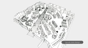 Harrods household appliances department – Axonometric sketch of the department