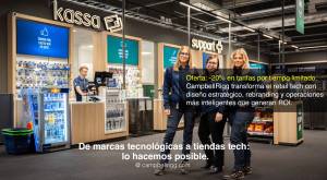 Diseño y branding de la caja registradora de la tienda Elgiganten City. CampbellRigg transforma el s
