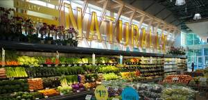 Whole Foods Market store interior with Naturally signage - located in Eugene, Oregon USA.