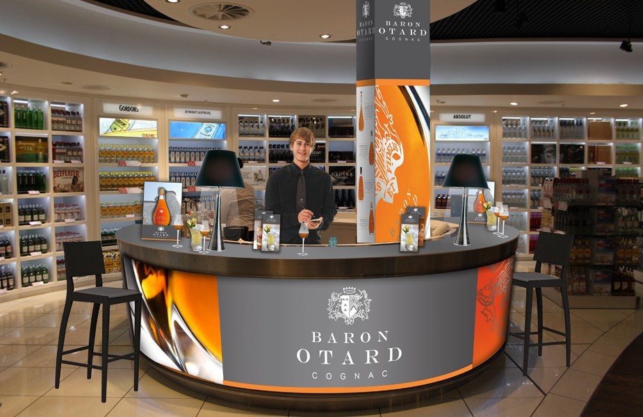 Baron Otard cognac retail brand agency duty free travel retail branding tasting bar in airports Baron Otard cognac retail brand agency duty free travel retail branding tasting bar in airports