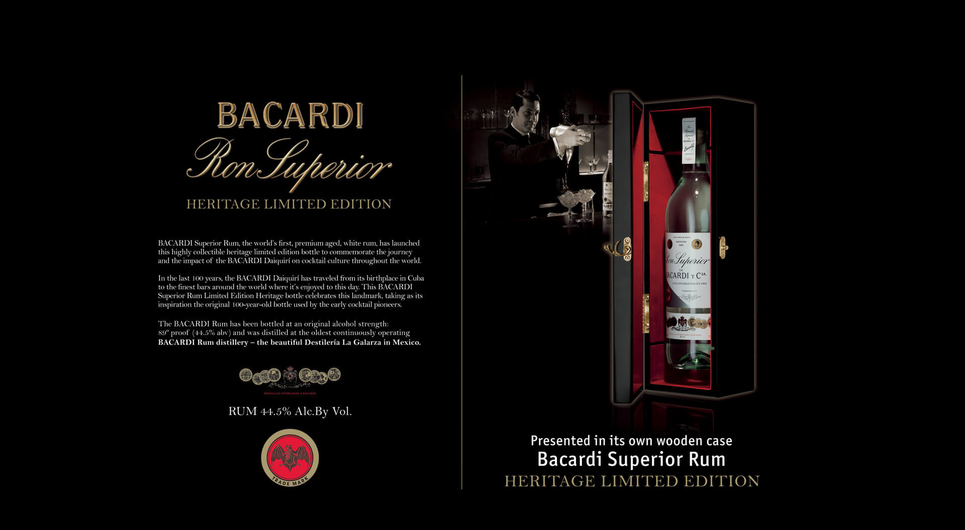 Bacardi Heritage Ron Superior Limited Edition brand identity and promotion duty free airports Bacardi Heritage Ron Superior Limited Edition brand identity and promotion duty free airports