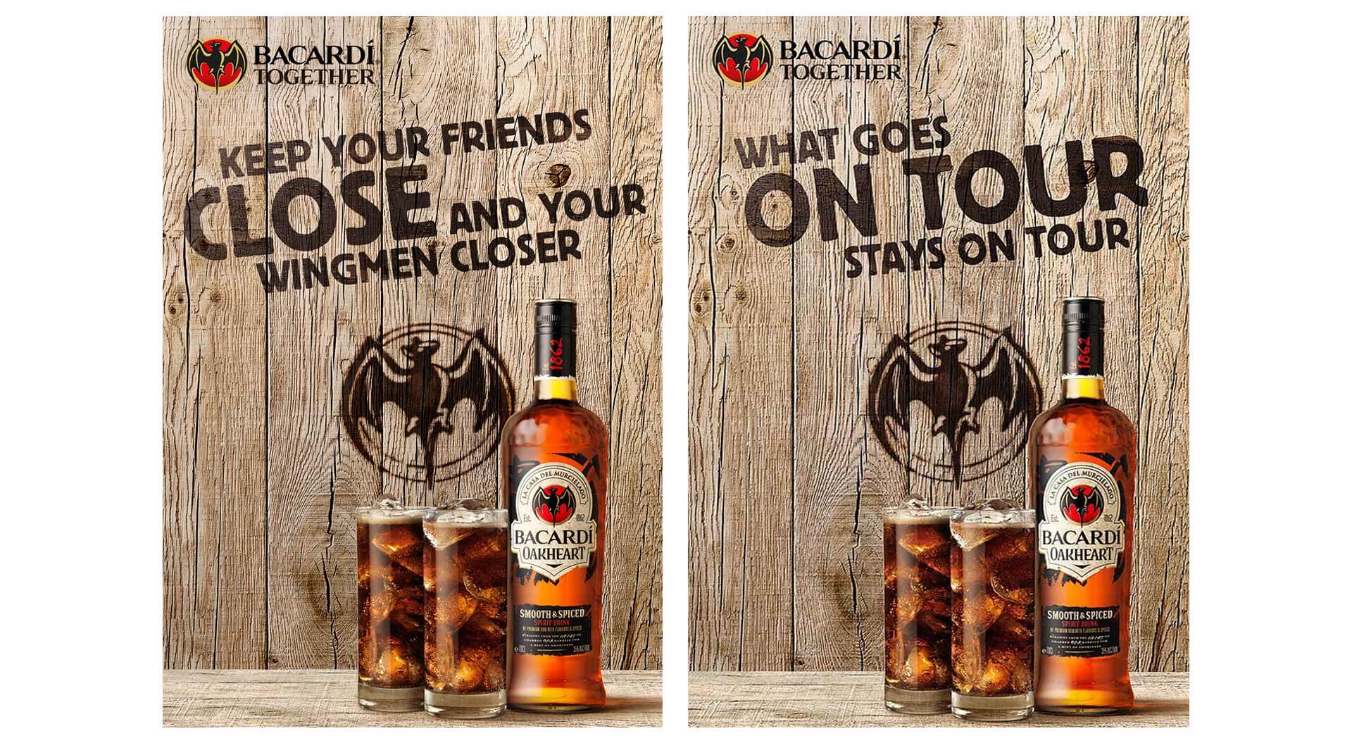 Bacardi Oakheart brand experience graphics, what goes on tour stays on tour brand platform Bacardi Oakheart brand experience graphics, what goes on tour stays on tour brand platform