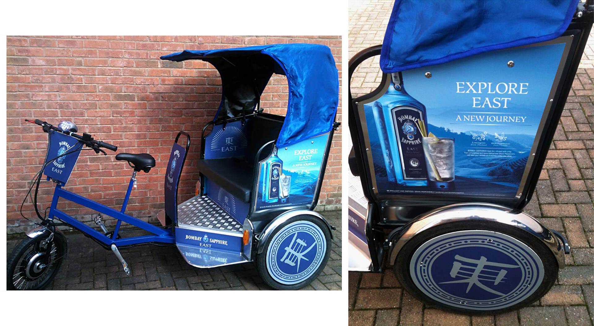 Bombay Sapphire East for World Duty Free Heathrow - Explore East a new journey the tuk tuk and branding design Bombay Sapphire East for World Duty Free Heathrow - Explore East a new journey the tuk tuk and branding design