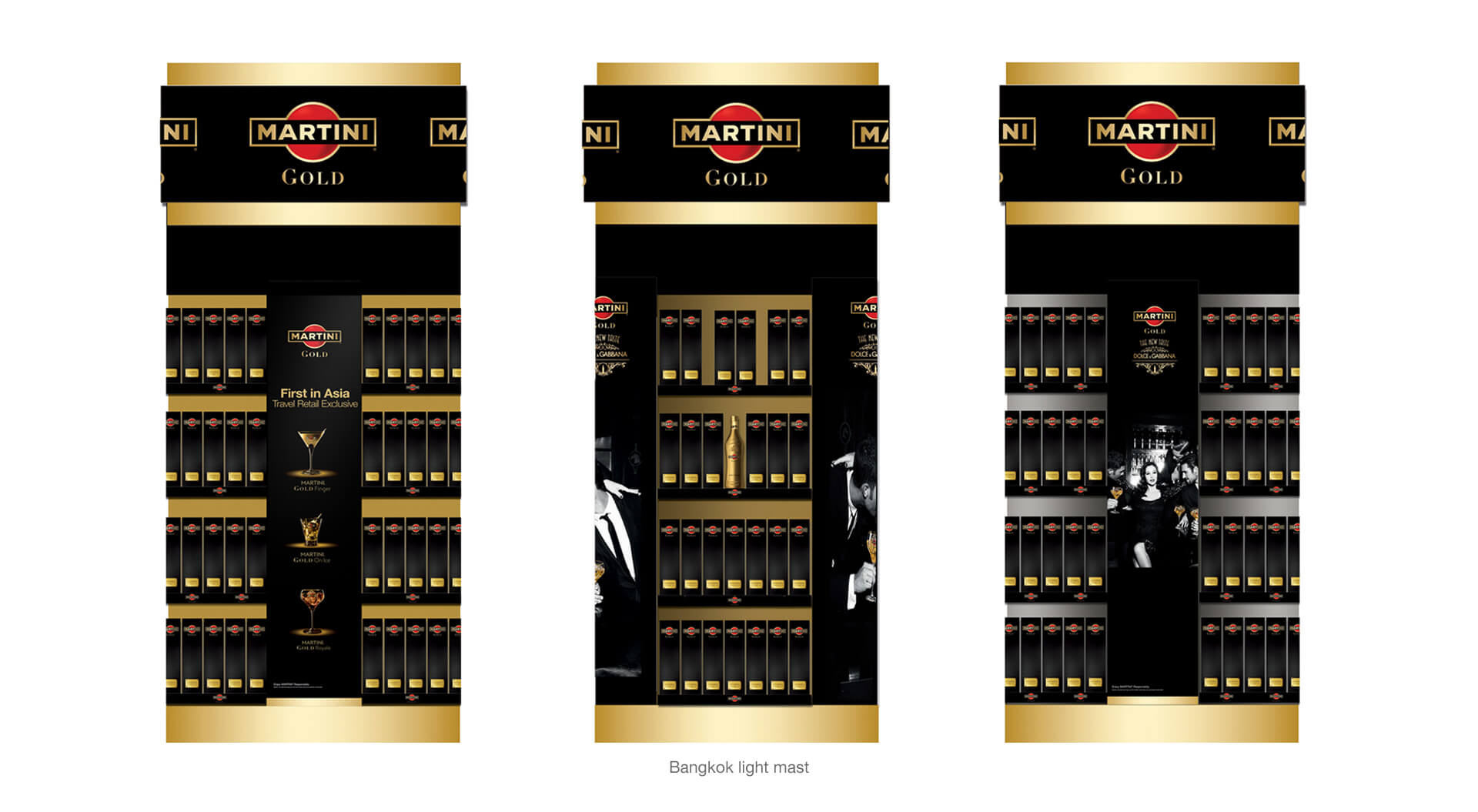 Martini Gold the new taste Dolce & Gabbana Bangkok light bar branding for Bacardi Global Travel Retail Martini Gold the new taste Dolce & Gabbana Bangkok light bar branding for Bacardi Global Travel Retail